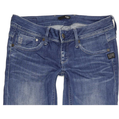 G-Star Attacc Women Blue Straight Slim Stretch Jeans W28 L34