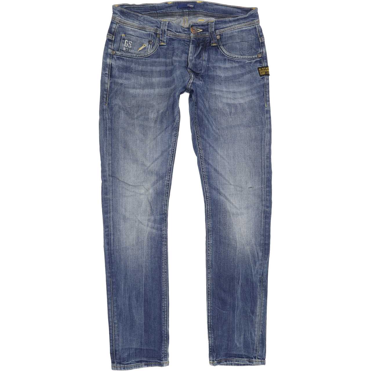G-Star Defend Men Blue Straight Slim Stretch Jeans W30 L30