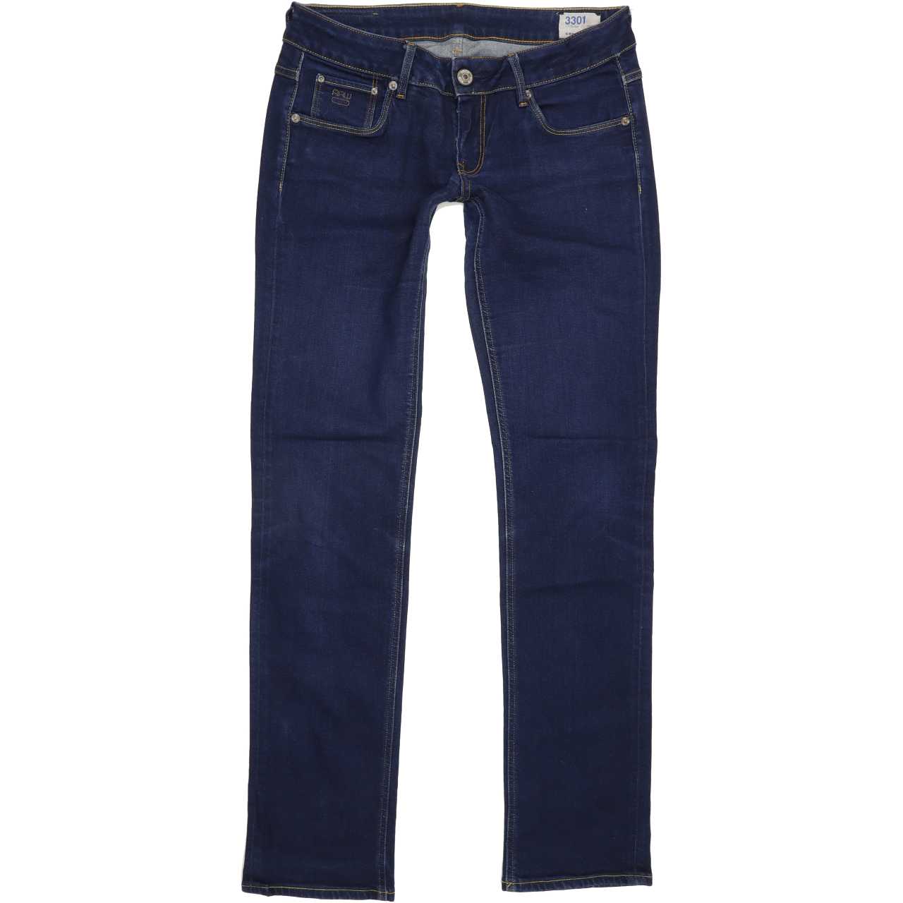 G-Star 3301 Women Blue Straight Slim Stretch Jeans W30 L33