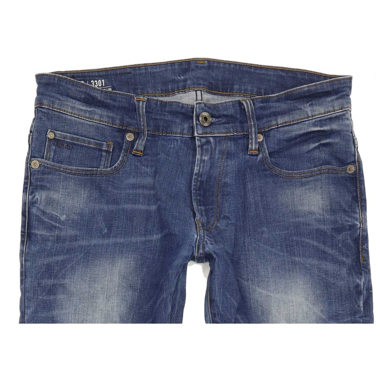G-Star 3301 Men Blue Straight Slim Stretch Jeans W30 L32