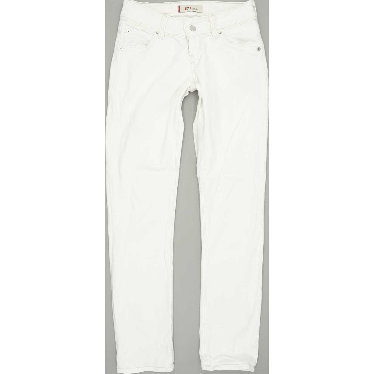 Levi's 571 Women Off White Straight Slim Stretch Jeans W26 L29