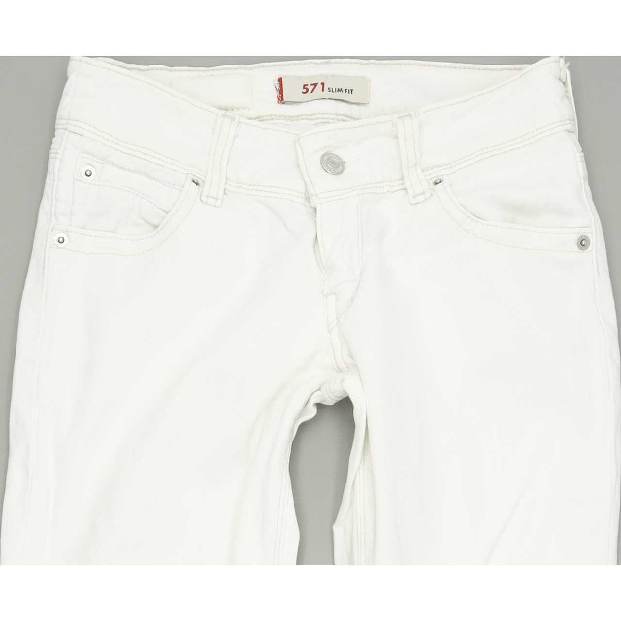 Levi's 571 Women Off White Straight Slim Stretch Jeans W26 L29