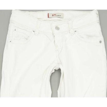 Levi's 571 Women Off White Straight Slim Stretch Jeans W26 L29