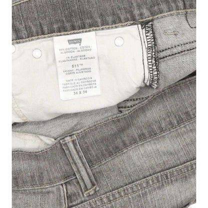 Levi's 511 Men Grey Straight Regular Stretch Jeans W34 L35