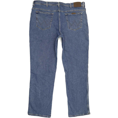 Wrangler Durable Quality Men Blue Straight Regular Stretch Jeans W42 L32