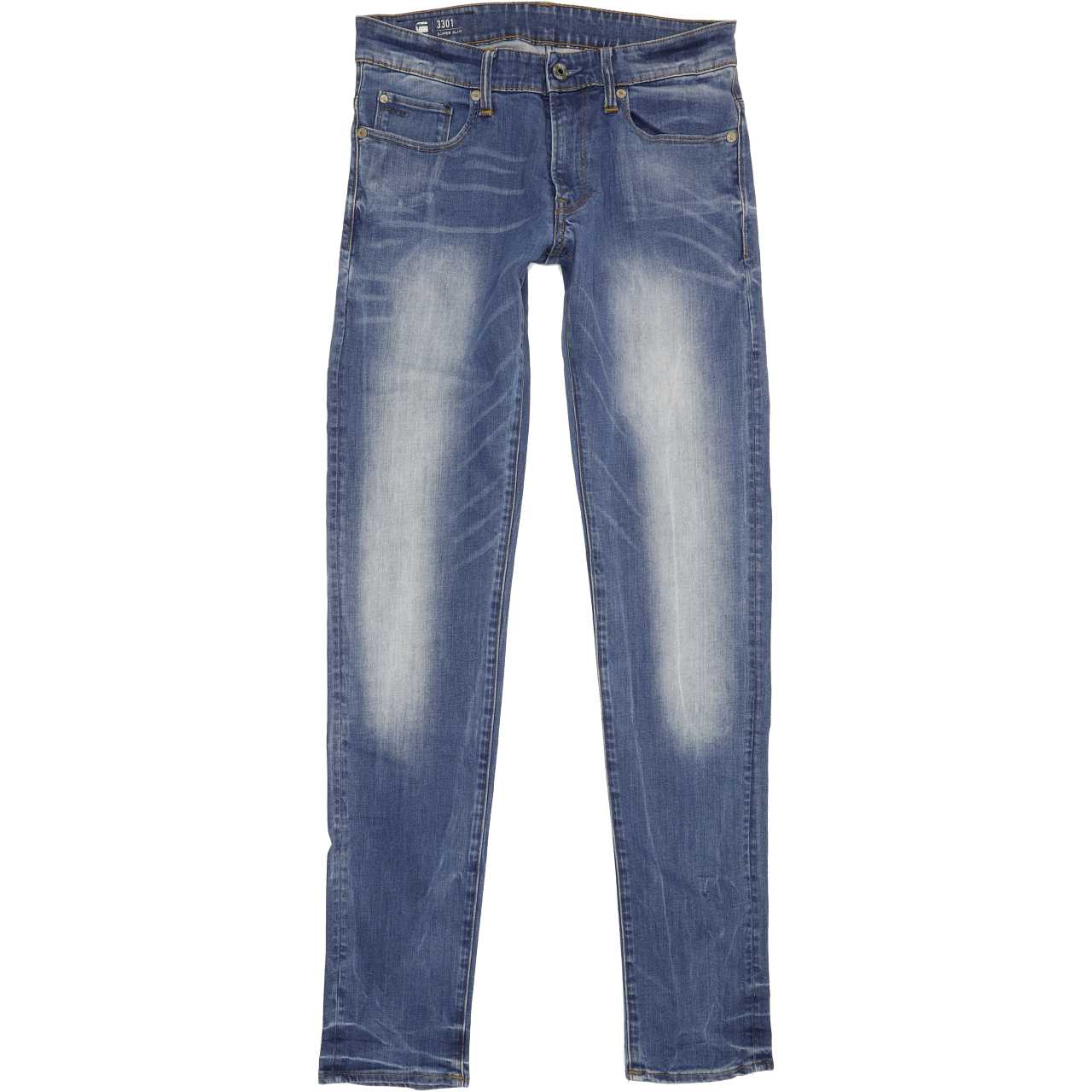 G-Star 3301 Men Blue Straight Slim Stretch Jeans W29 L34