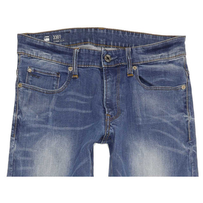 G-Star 3301 Men Blue Straight Slim Stretch Jeans W29 L34