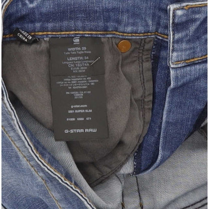 G-Star 3301 Men Blue Straight Slim Stretch Jeans W29 L34