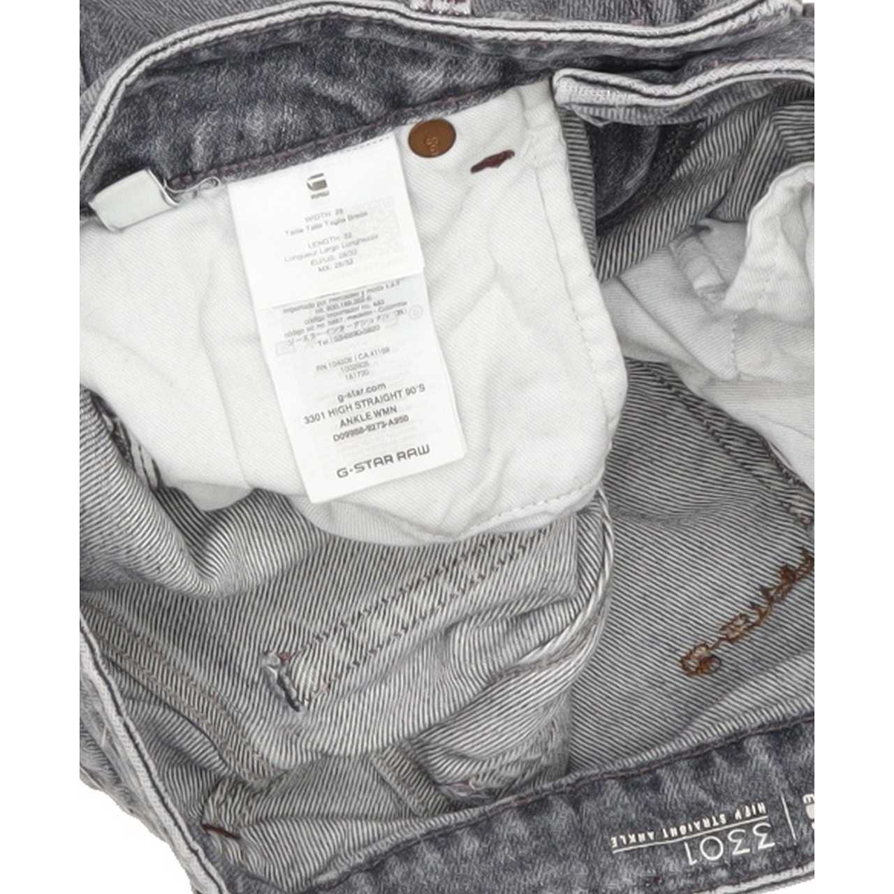 G-Star 3301 High Rise Grey Straight Regular Stretch Jeans High Waisted W28 L28