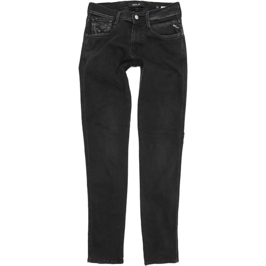 Replay Anbass Men Black Skinny Slim Stretch Jeans W29 L32