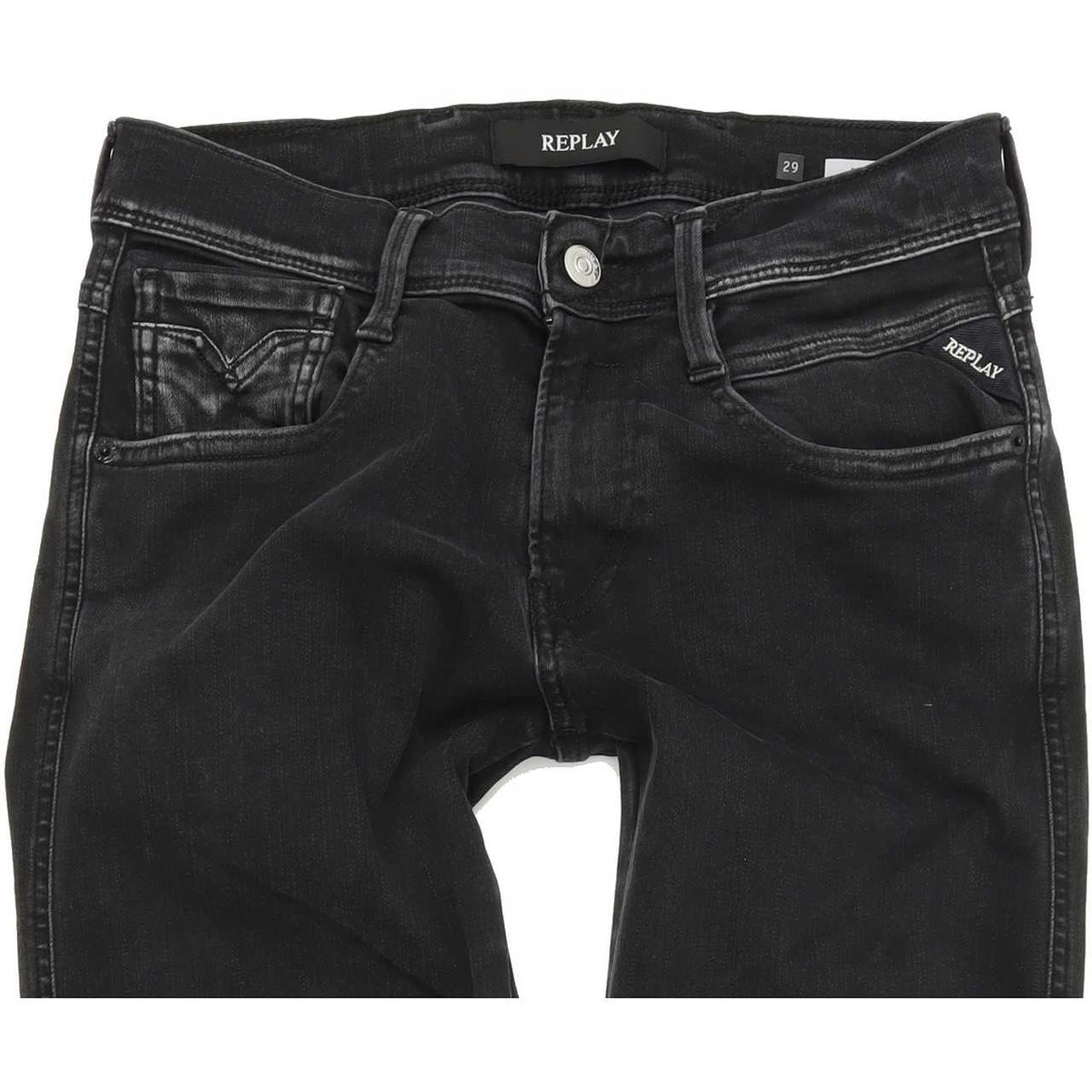Replay Anbass Men Black Skinny Slim Stretch Jeans W29 L32