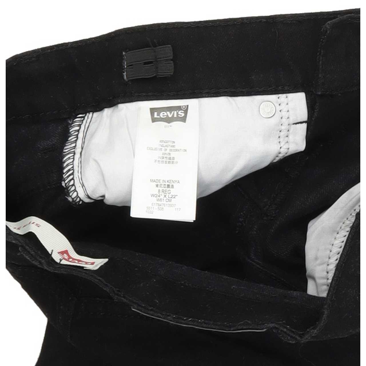 Levi's 511 Kids Black Straight Slim Stretch Jeans W24 L22