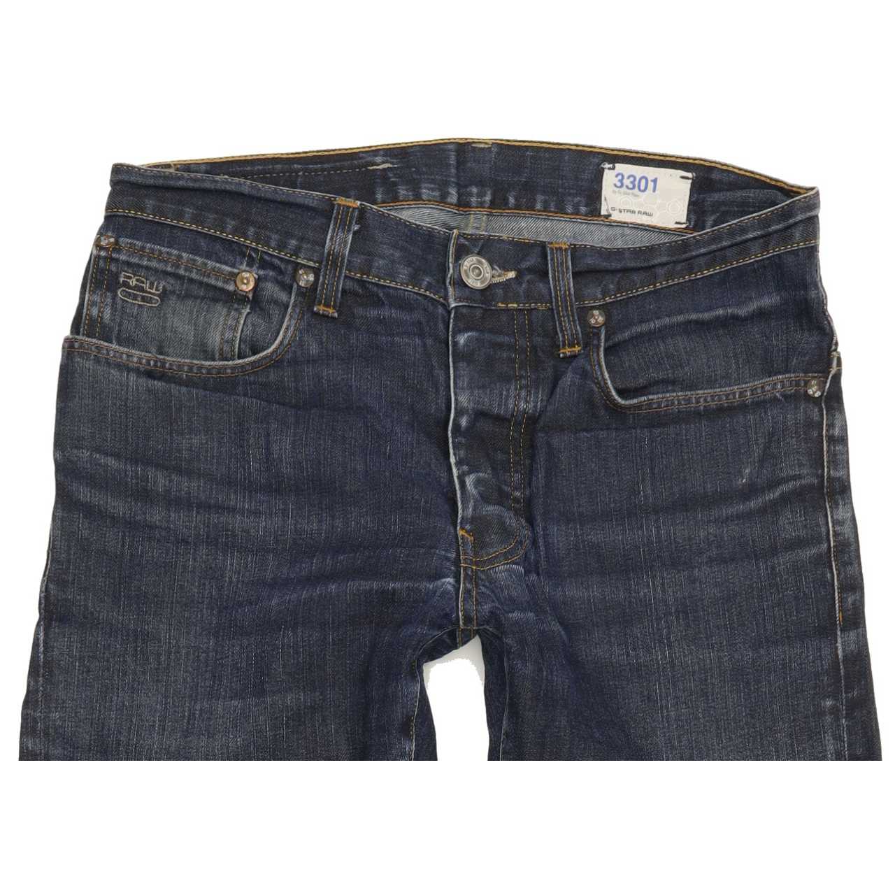 G-Star 3301 Men Blue Straight Slim Jeans W31 L32