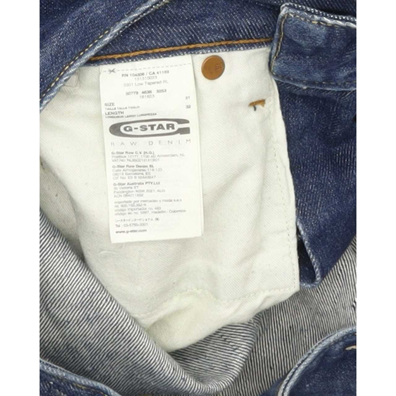 G-Star 3301 Men Blue Straight Slim Jeans W31 L30