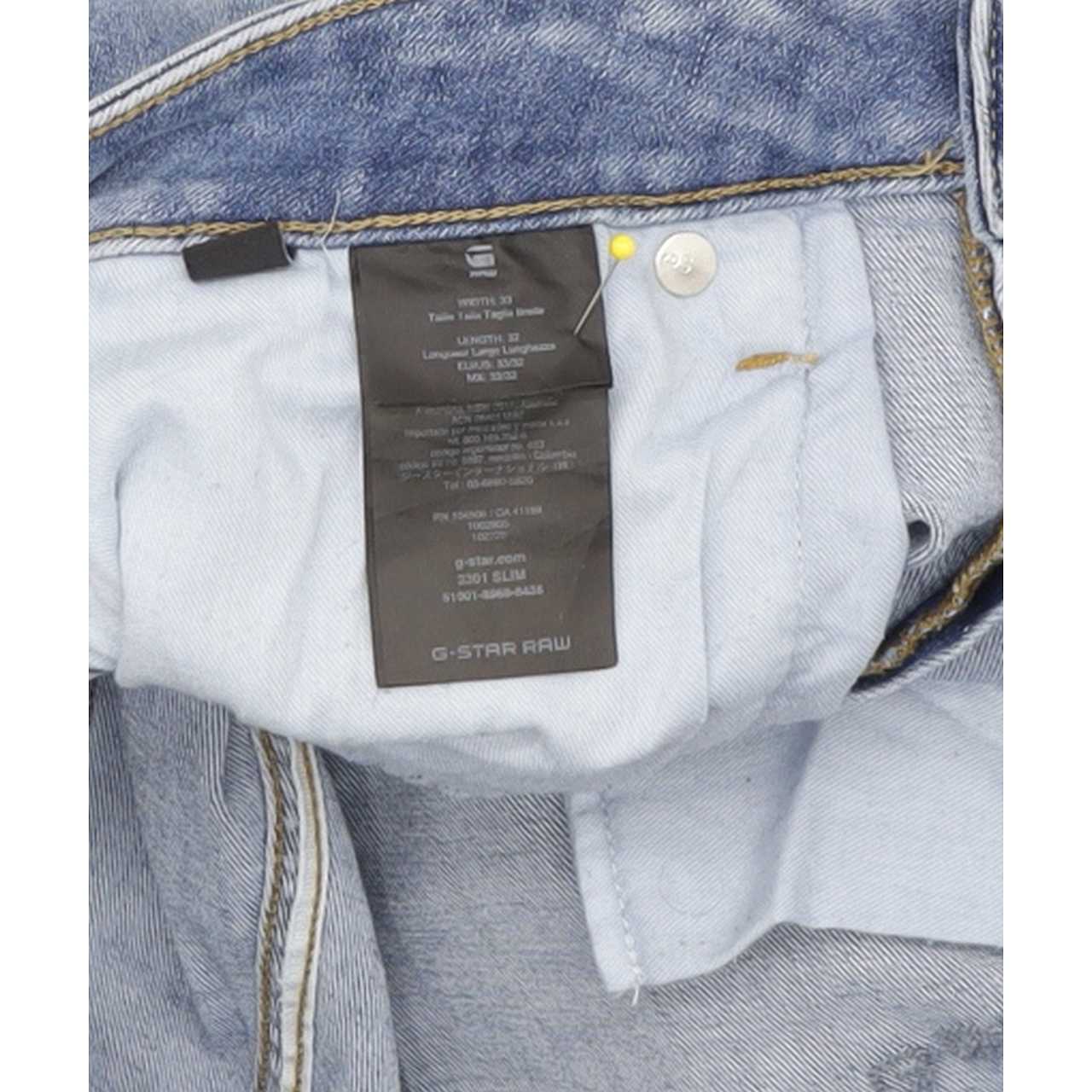 G-Star 3301 Men Blue Straight Slim Stretch Jeans W33 L32