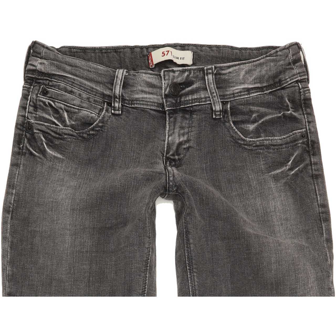 Levi's 571 Women Charcoal Straight Slim Stretch Jeans W28 L31