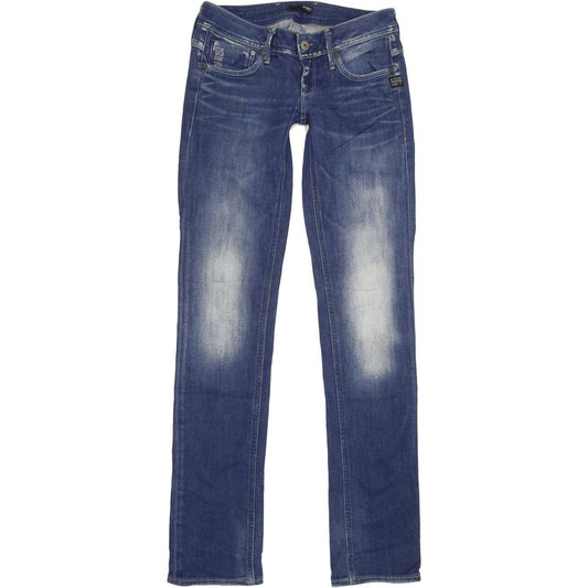 G-Star Attacc Women Blue Straight Slim Stretch Jeans W27 L34