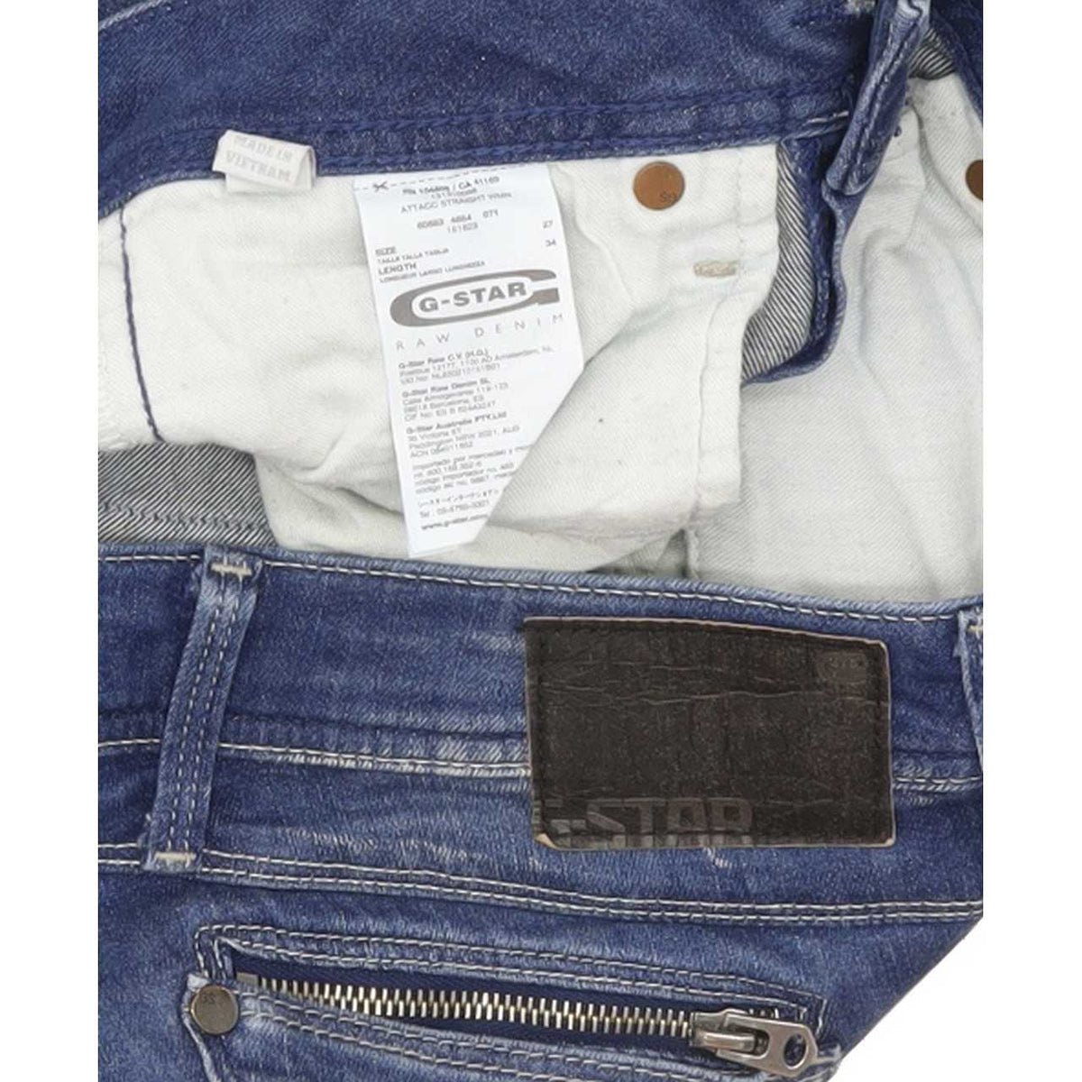 G-Star Attacc Women Blue Straight Slim Stretch Jeans W27 L34