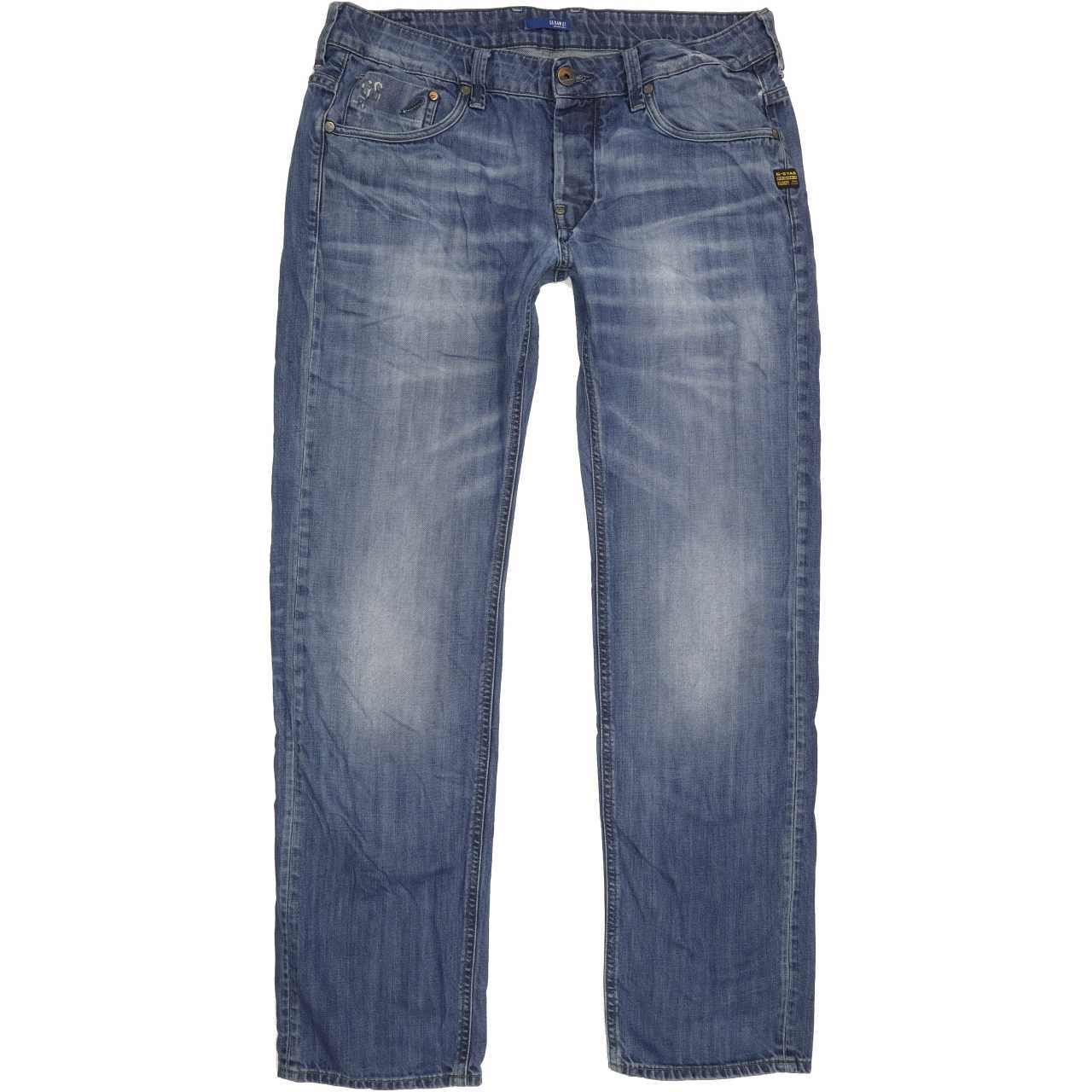 G-Star Attacc Men Blue Straight Slim Jeans W36 L33