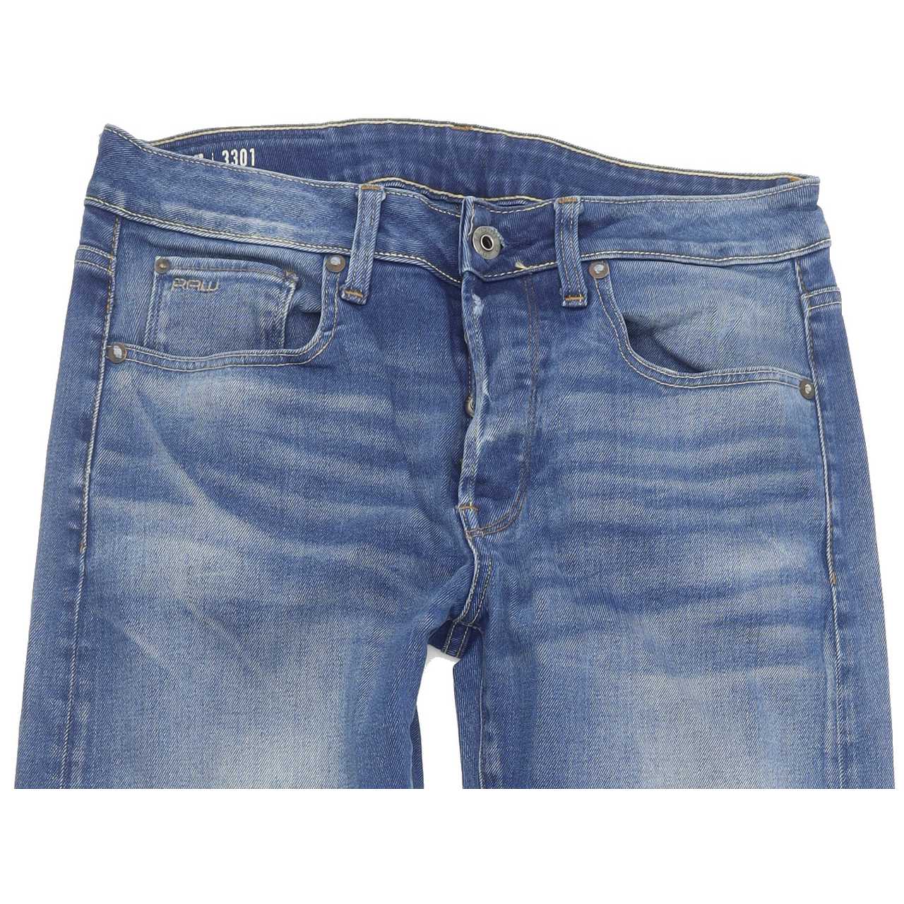 G-Star 3301 Men Blue Straight Slim Jeans W29 L31