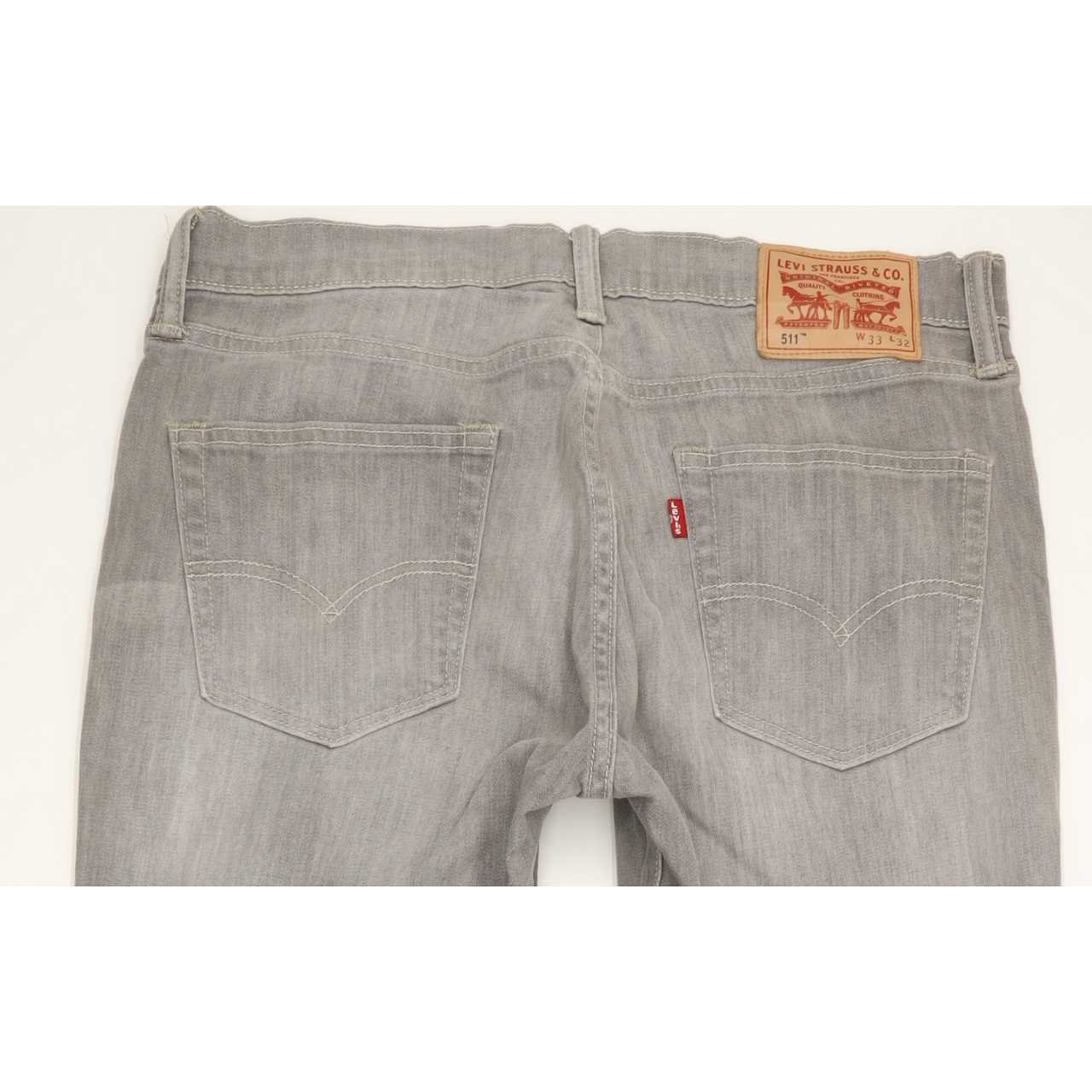 Levi's 511 Men Grey Straight Slim Stretch Jeans W33 L31
