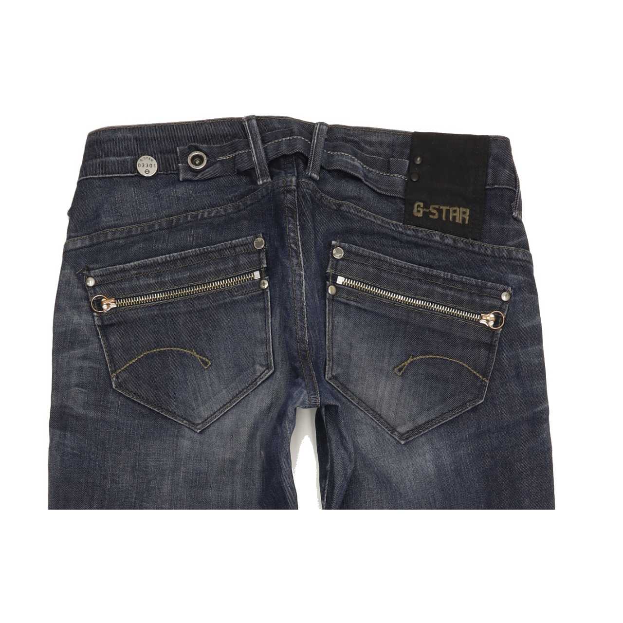 G-Star 3301 Women Blue Straight Slim Stretch Jeans W28 L30