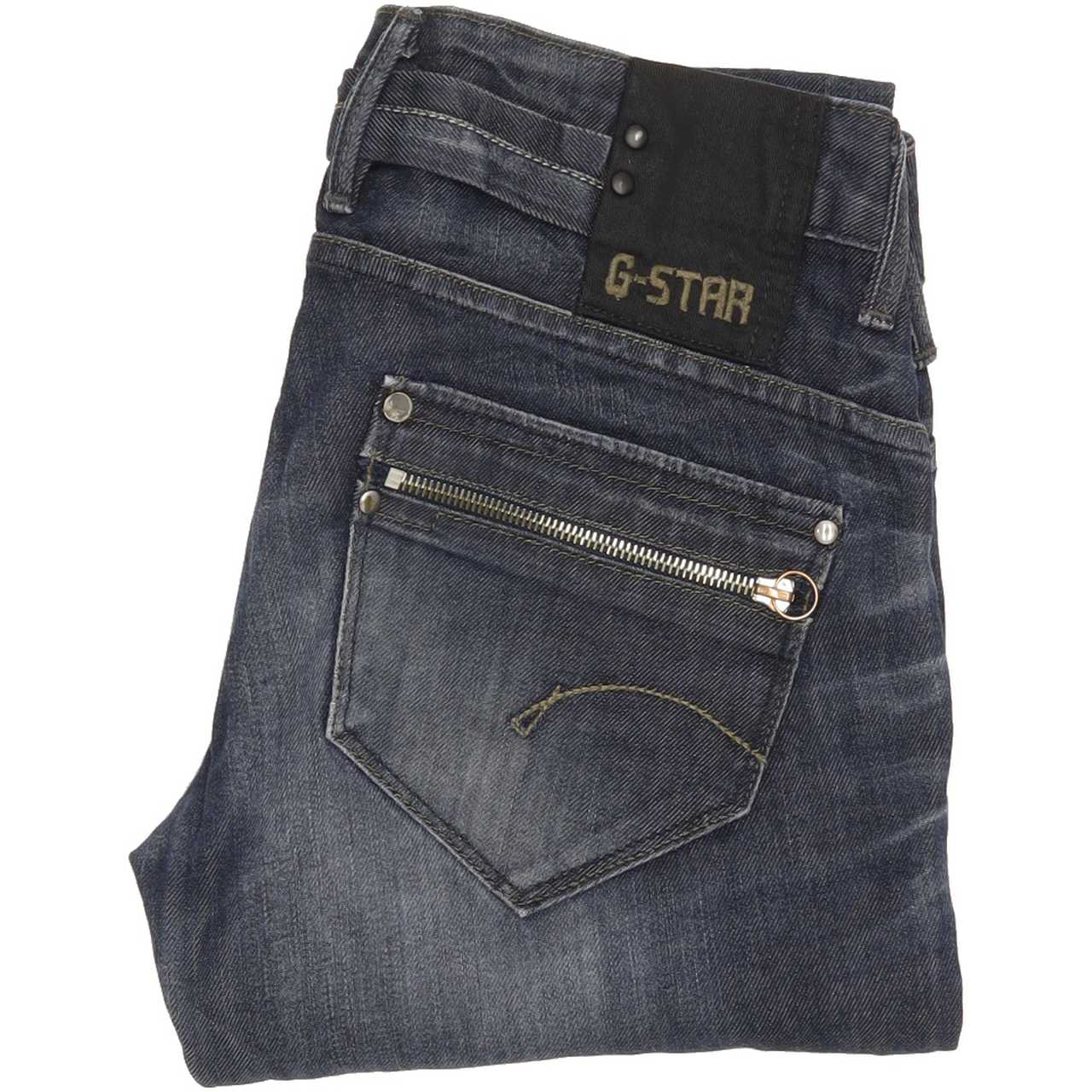 G-Star 3301 Women Blue Straight Slim Stretch Jeans W28 L30