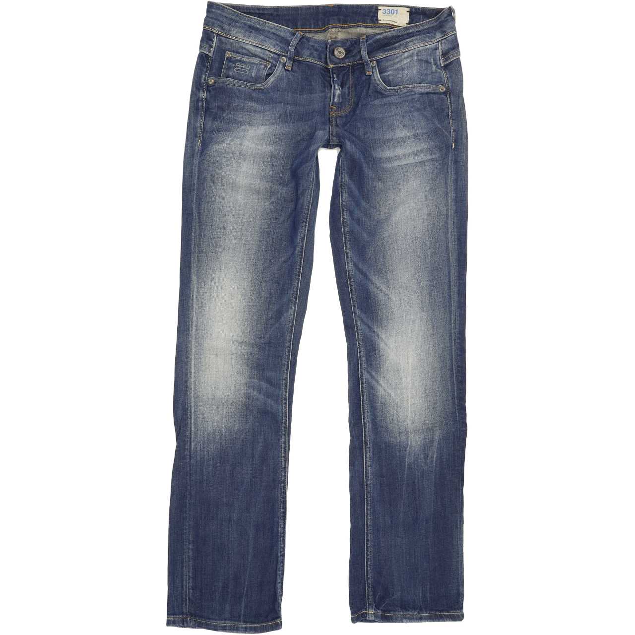 G-Star 3301 Women Blue Straight Slim Stretch Jeans W28 L30