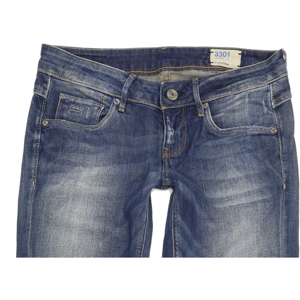 G-Star 3301 Women Blue Straight Slim Stretch Jeans W28 L30