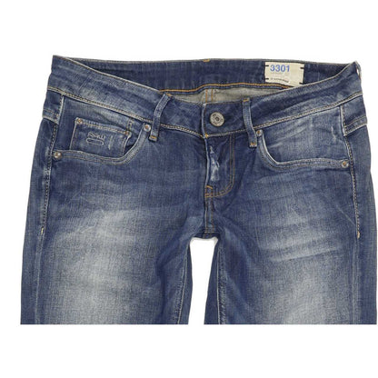 G-Star 3301 Women Blue Straight Slim Stretch Jeans W28 L30