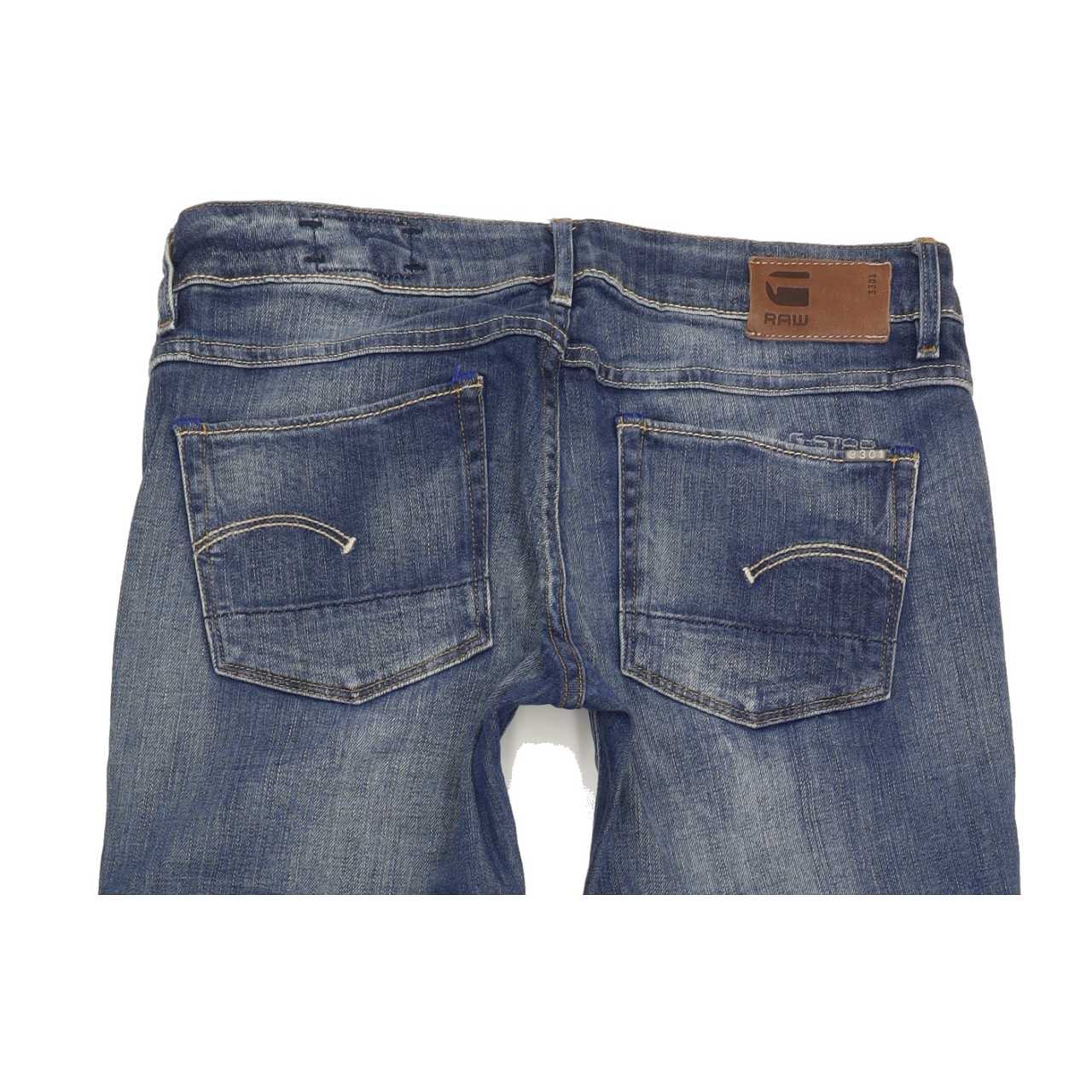G-Star 3301 Women Blue Straight Slim Stretch Jeans W28 L30