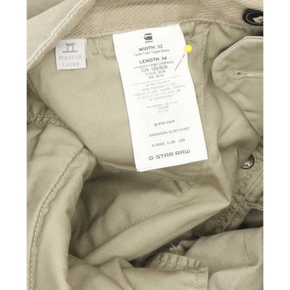 G-Star Bronson Men Beige Straight Slim Chino Stretch Jeans W32 L32