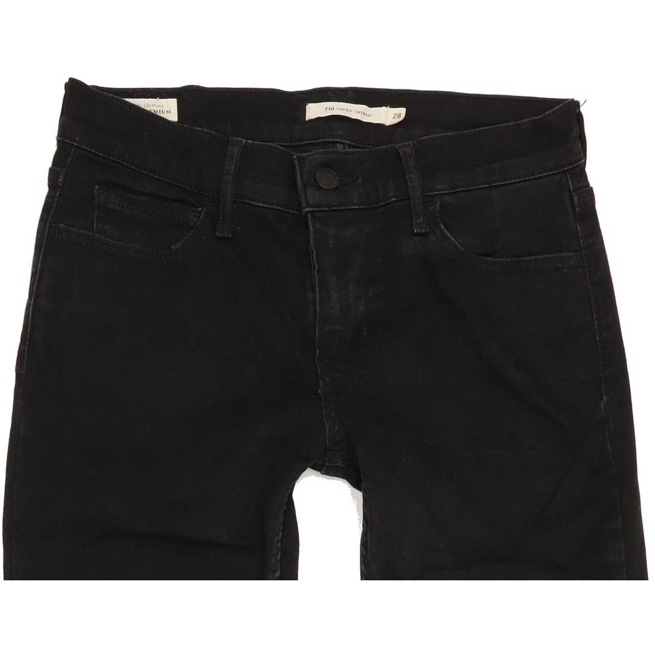 Levi's 710 Super Women Black Skinny Regular Stretch Jeans W28 L31