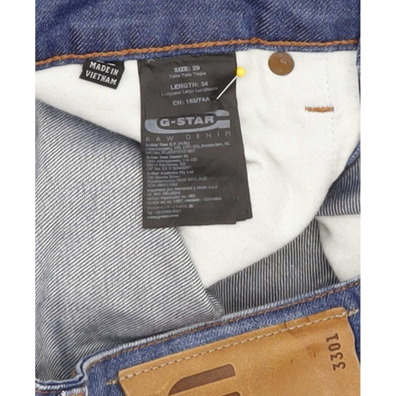 G-Star 3301 Men Blue Tapered Slim Jeans W29 L34
