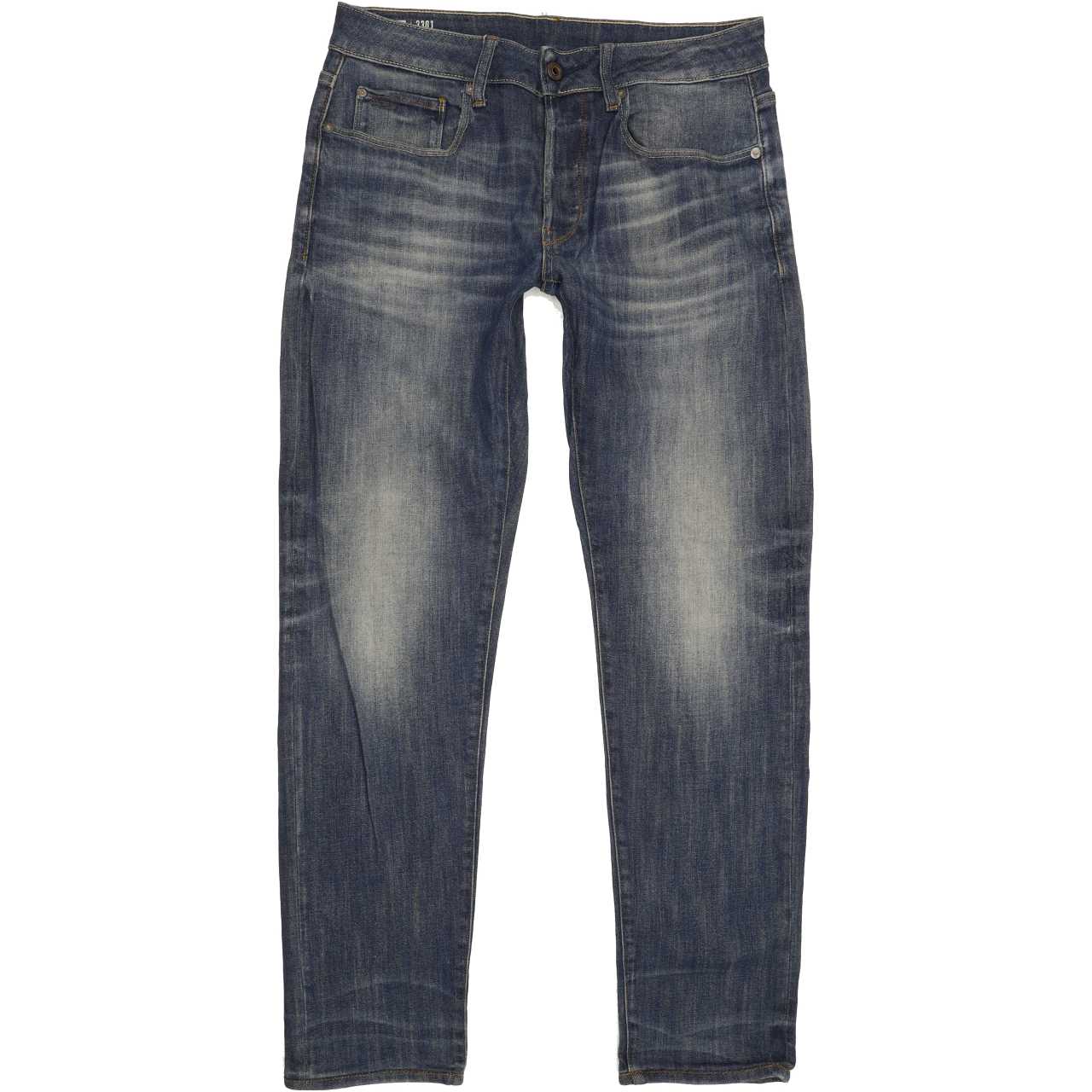 G-Star 3301 Men Blue Straight Slim Stretch Jeans W30 L30