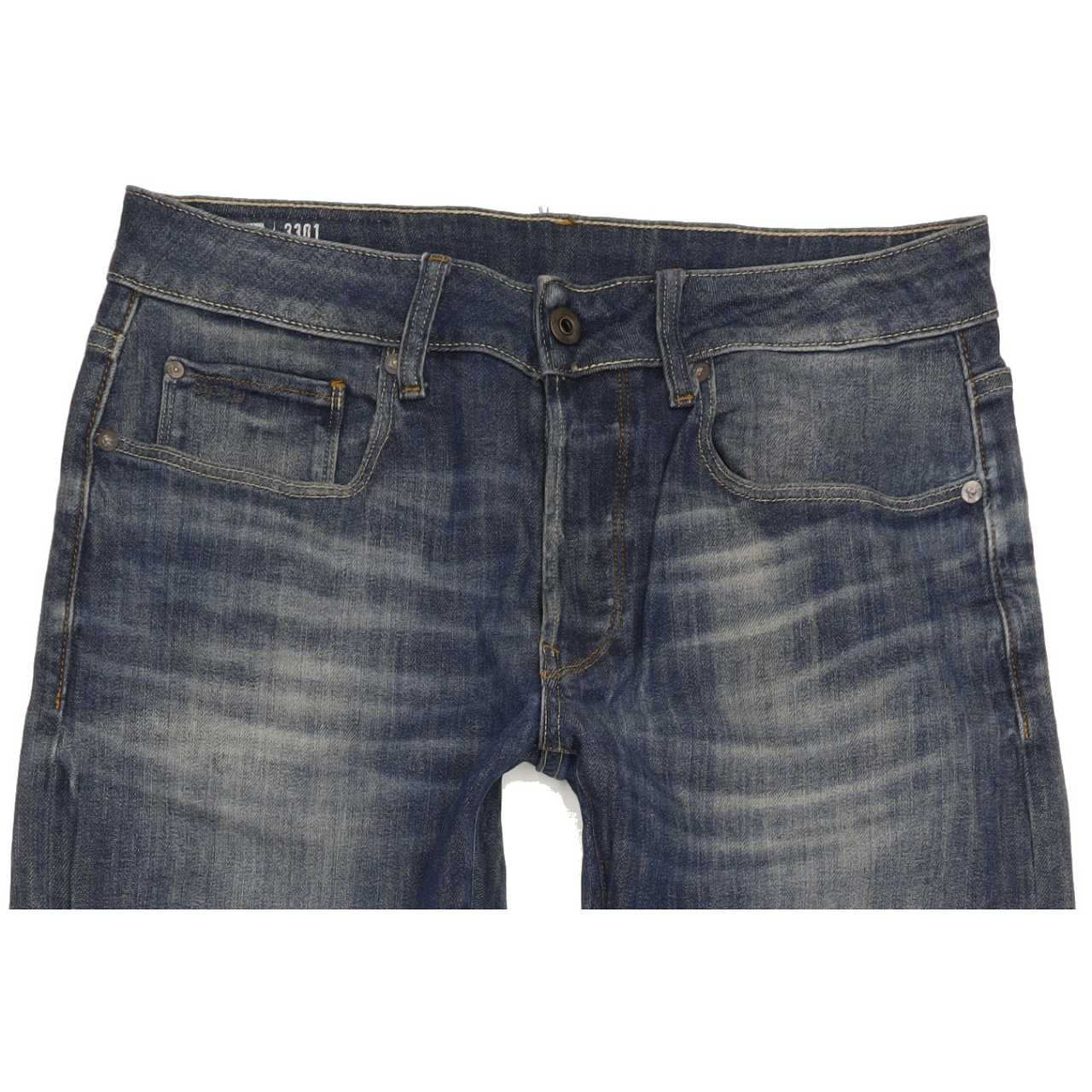 G-Star 3301 Men Blue Straight Slim Stretch Jeans W30 L30