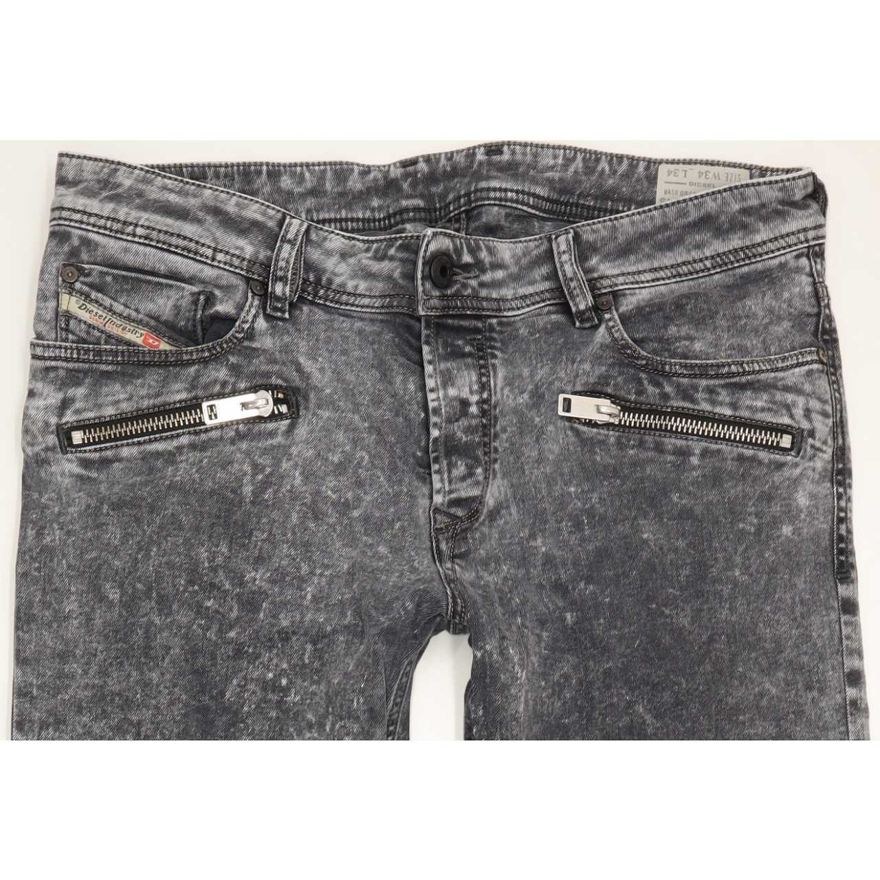 Diesel Sleenker-Zip Men Grey Skinny Slim Stretch Jeans W34 L34
