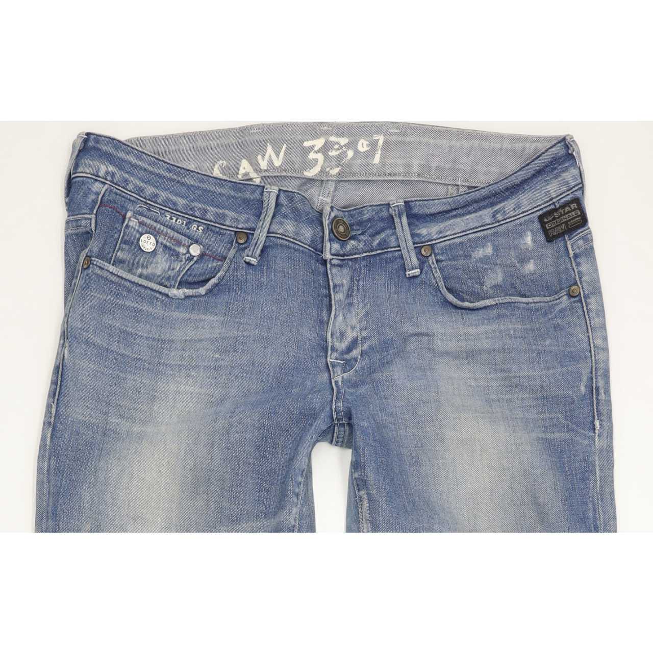 G-Star 3301 Men Blue Straight Slim Jeans W30 L33