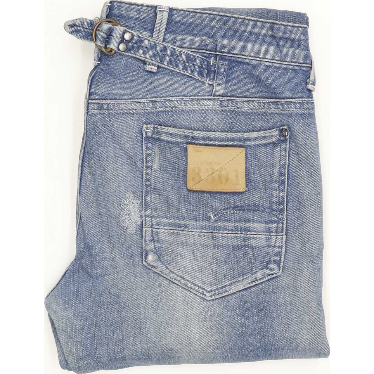 G-Star 3301 Men Blue Straight Slim Jeans W30 L33
