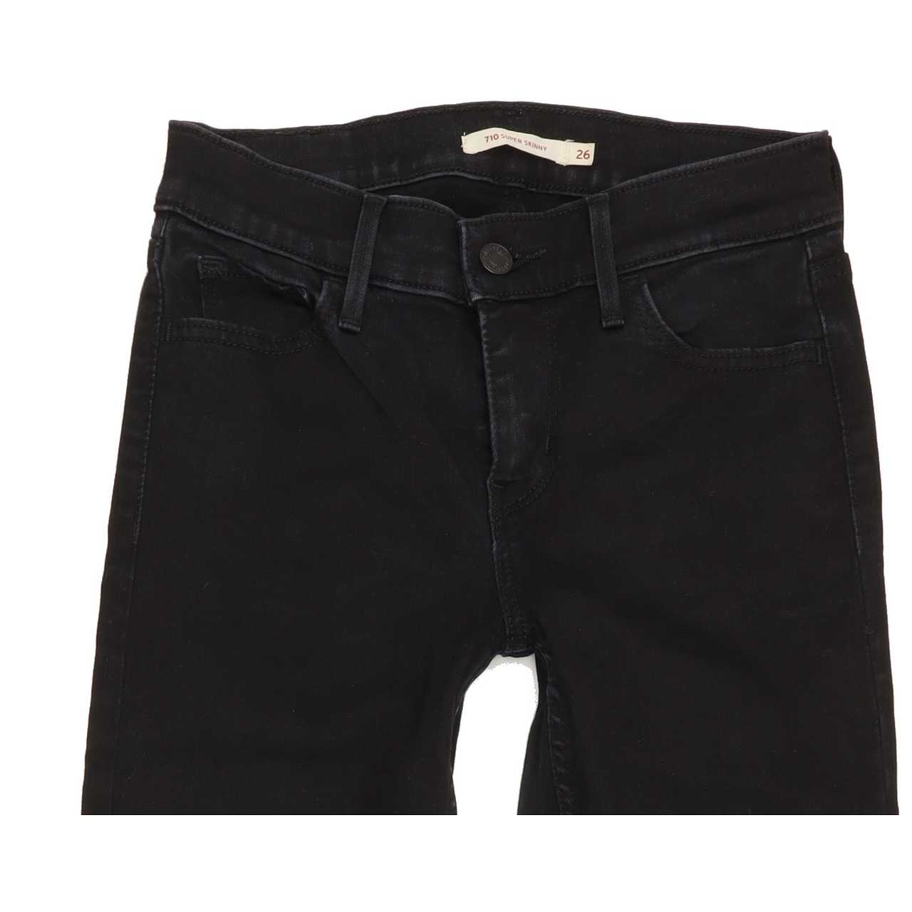 Levi's 710 Super Women Black Skinny Regular Jeans W26 L28
