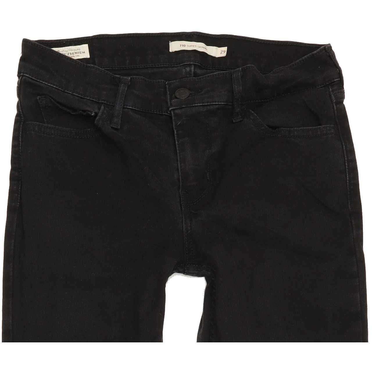 Levi's 710 Super Women Black Skinny Regular Stretch Jeans W29 L31