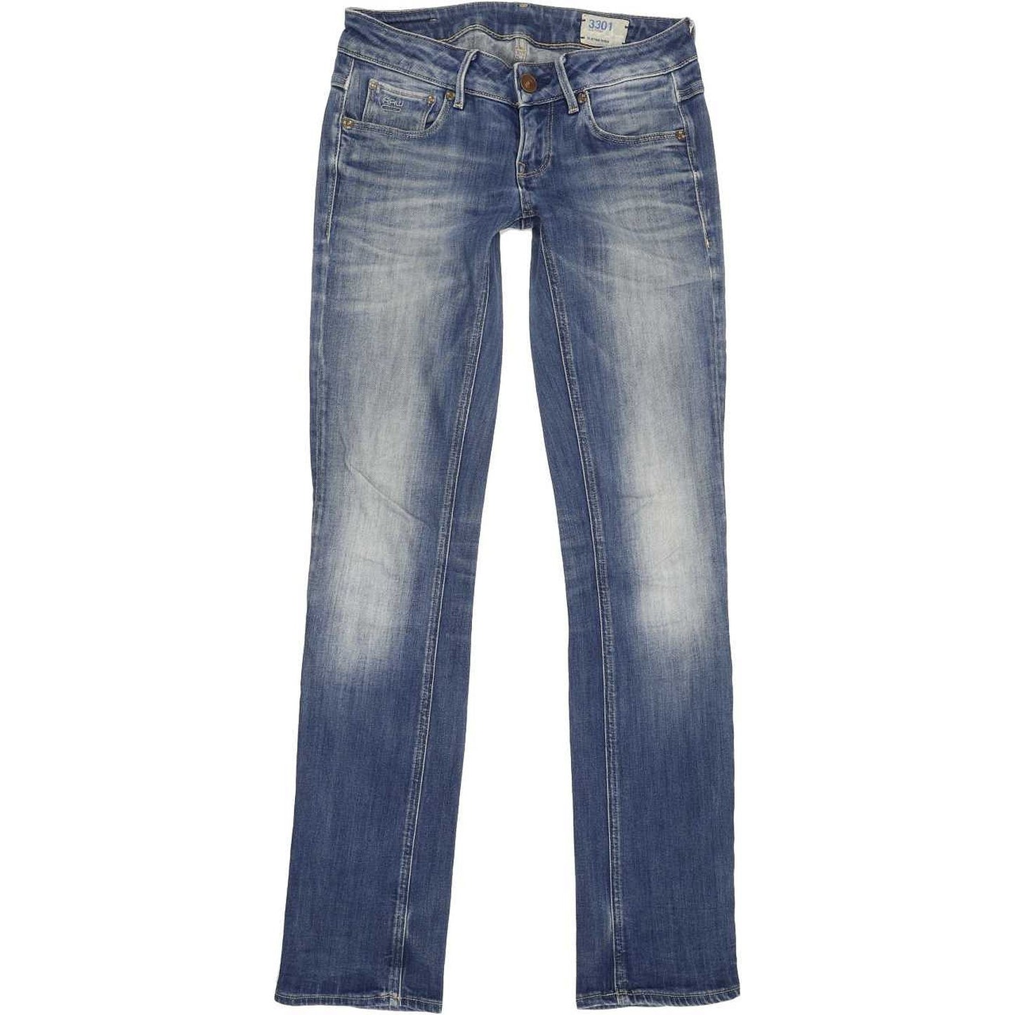 G-Star 3301 Women Blue Straight Slim Stretch Jeans W26 L32