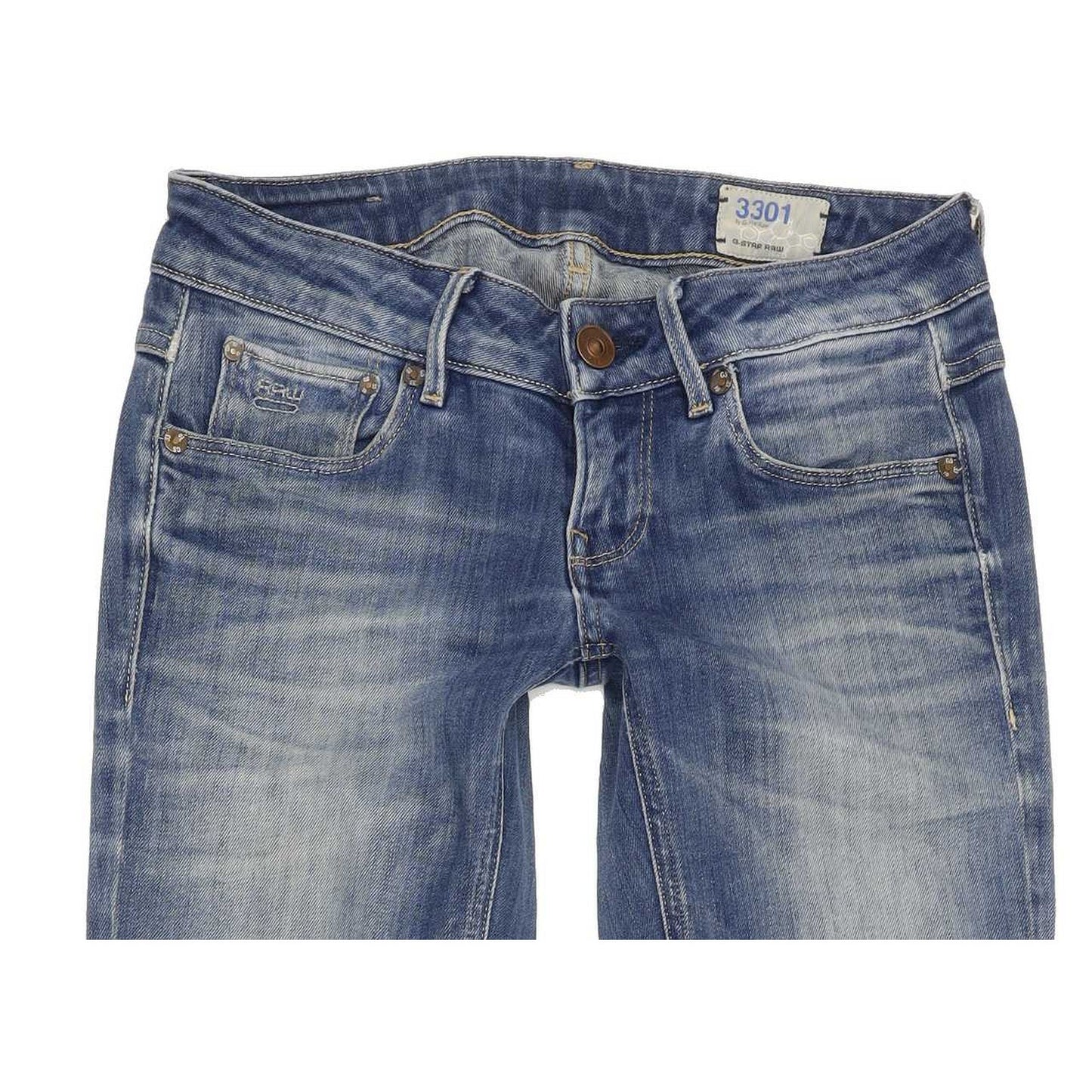 G-Star 3301 Women Blue Straight Slim Stretch Jeans W26 L32