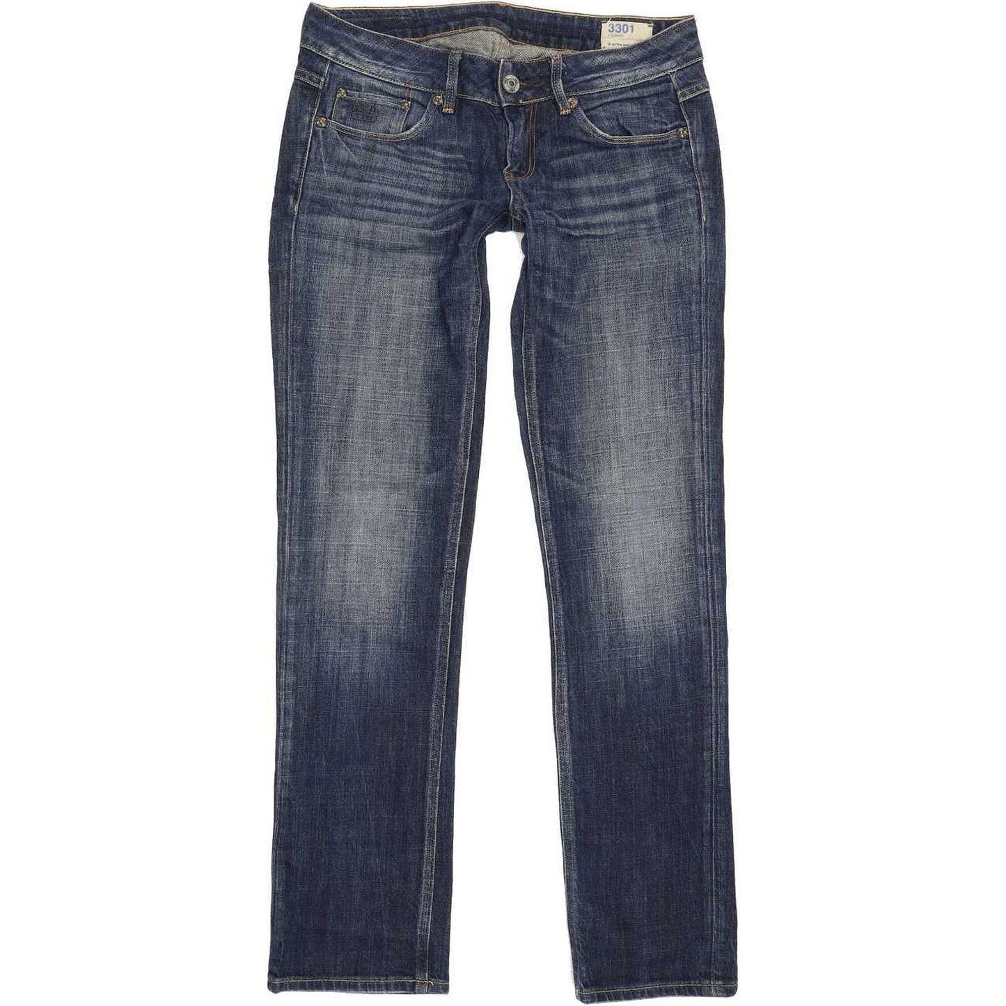 G-Star 3301 Women Blue Straight Slim Stretch Jeans W28 L29