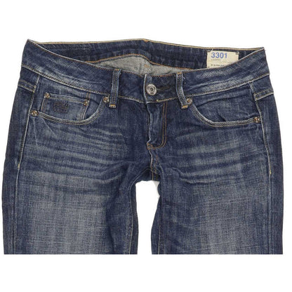 G-Star 3301 Women Blue Straight Slim Stretch Jeans W28 L29