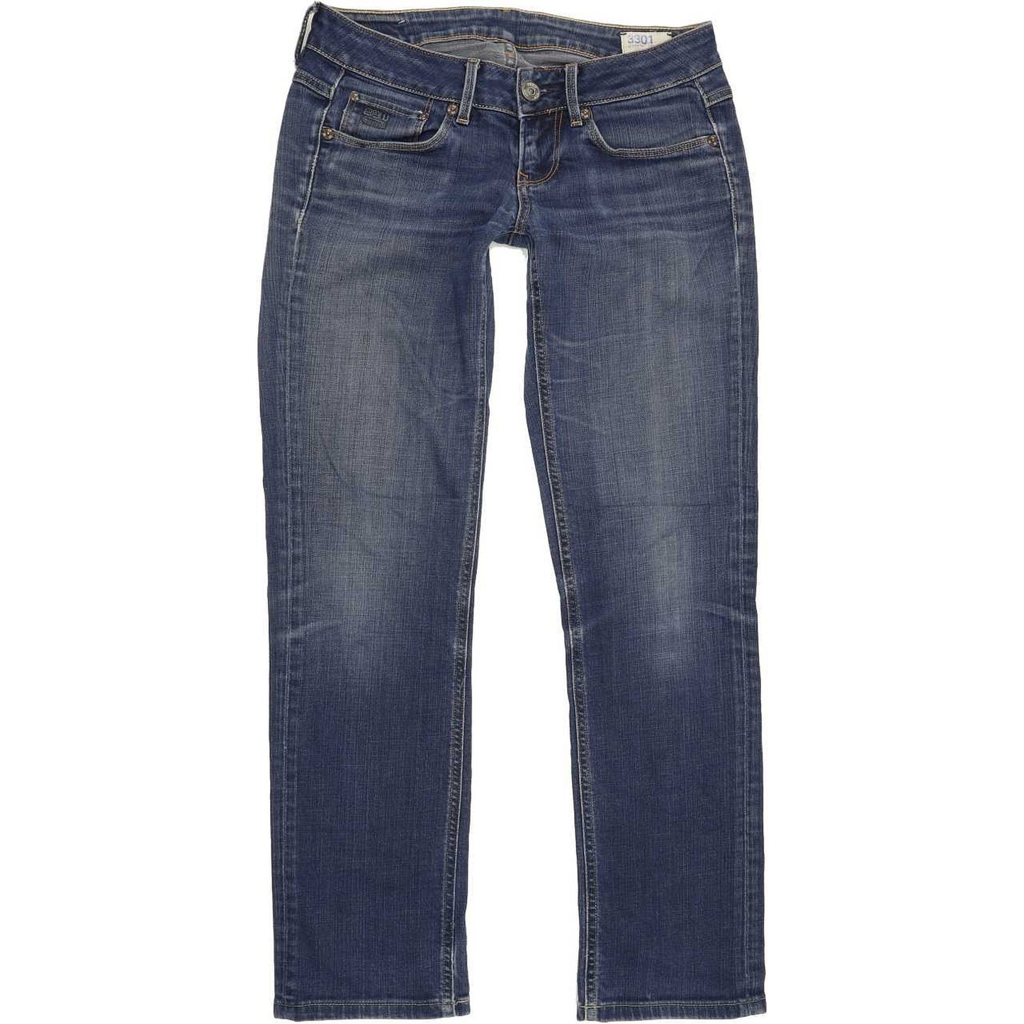 G-Star 3301 Women Blue Straight Slim Stretch Jeans W27 L29