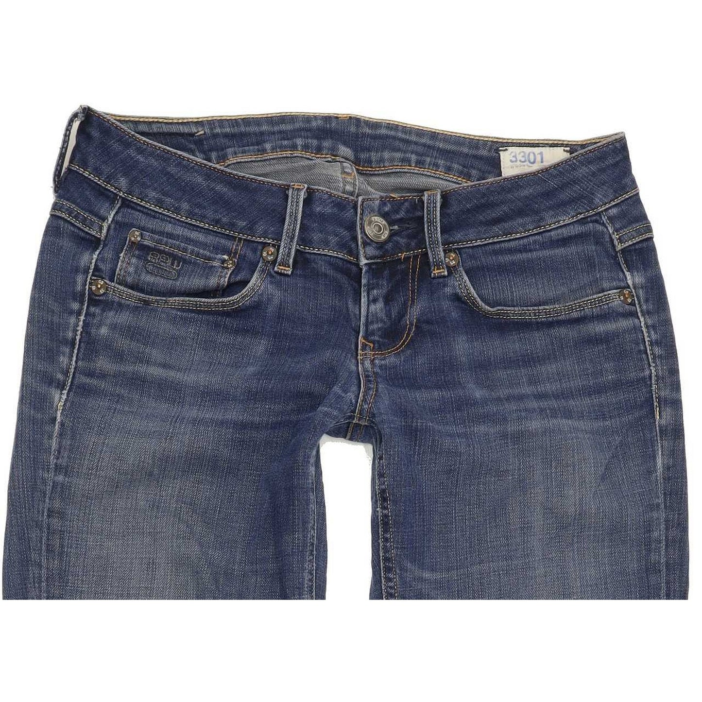 G-Star 3301 Women Blue Straight Slim Stretch Jeans W27 L29