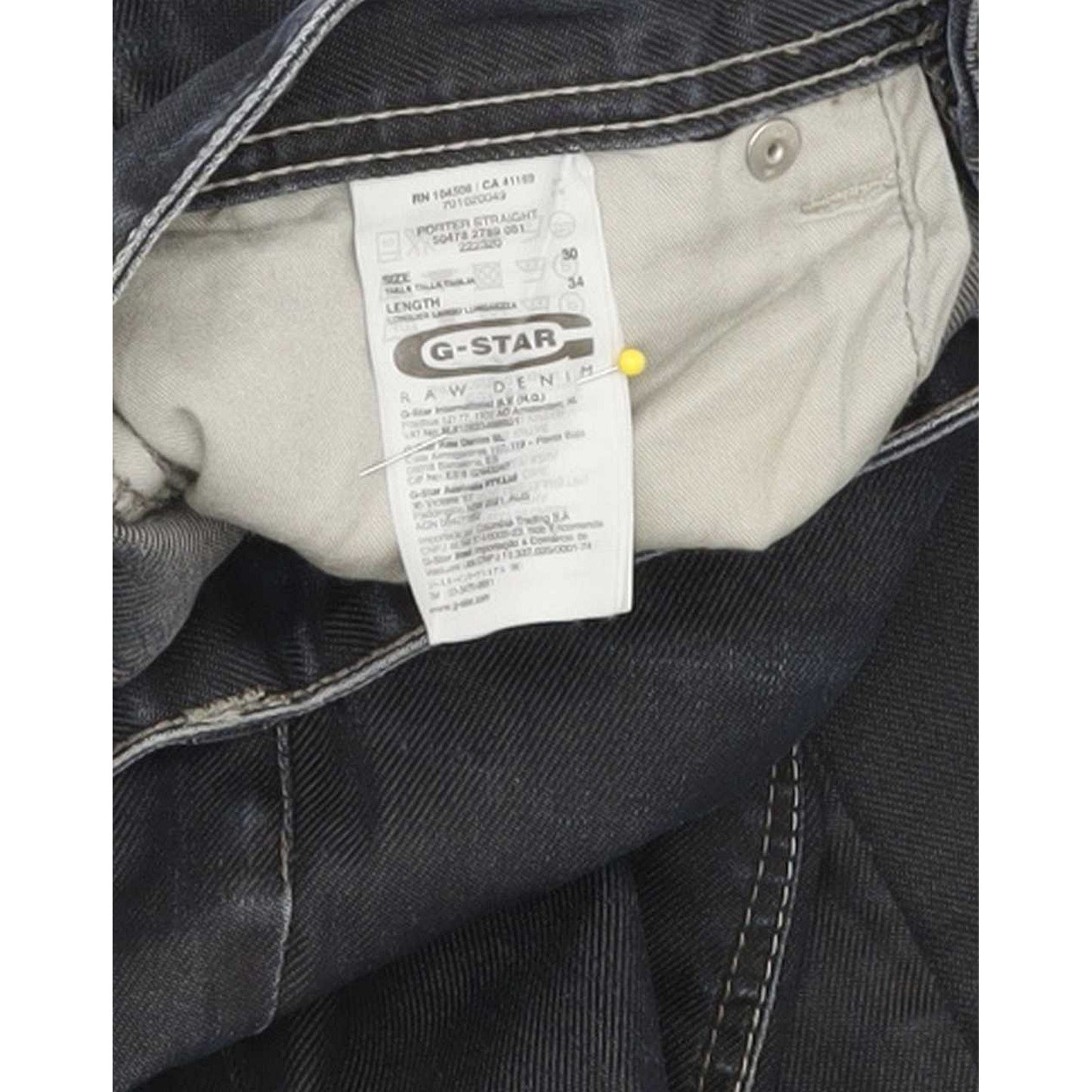 G-Star Porter Men Navy Straight Regular Jeans W30 L33