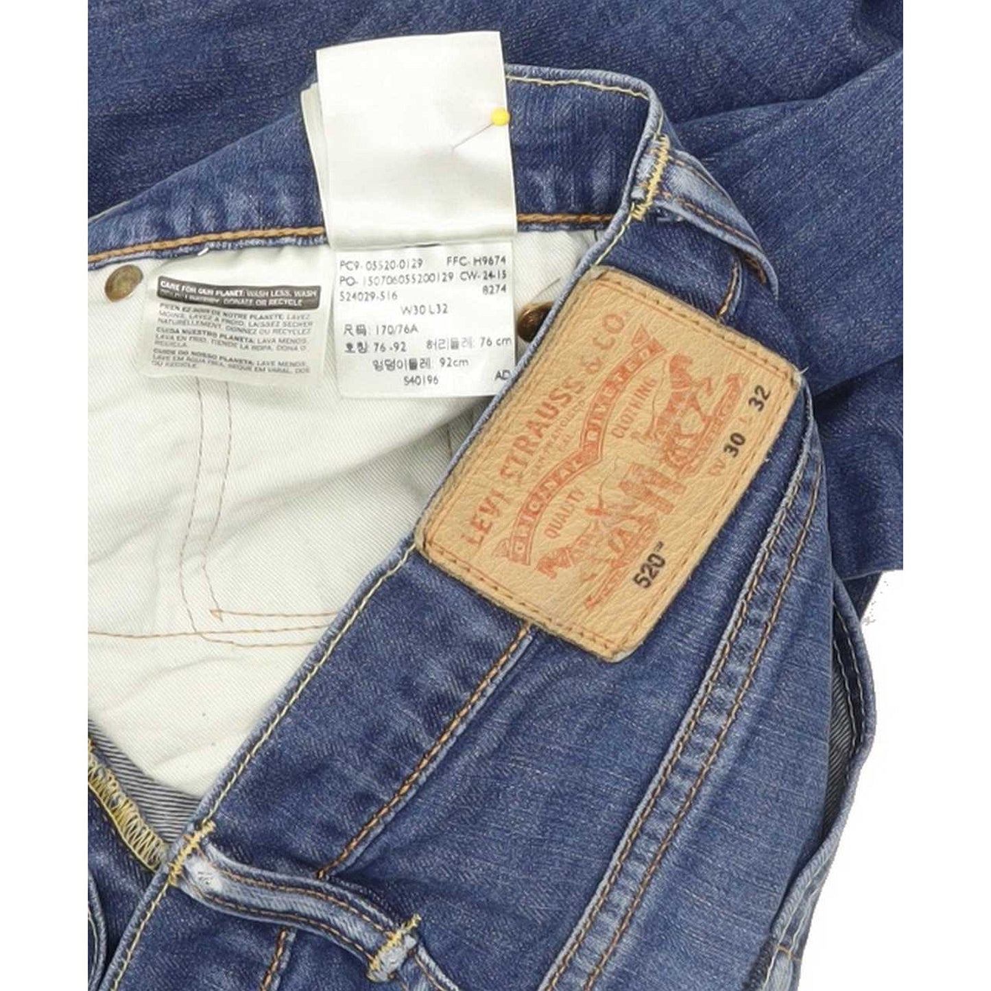 Levi's 520 Men Blue Tapered Slim Stretch Jeans W30 L31