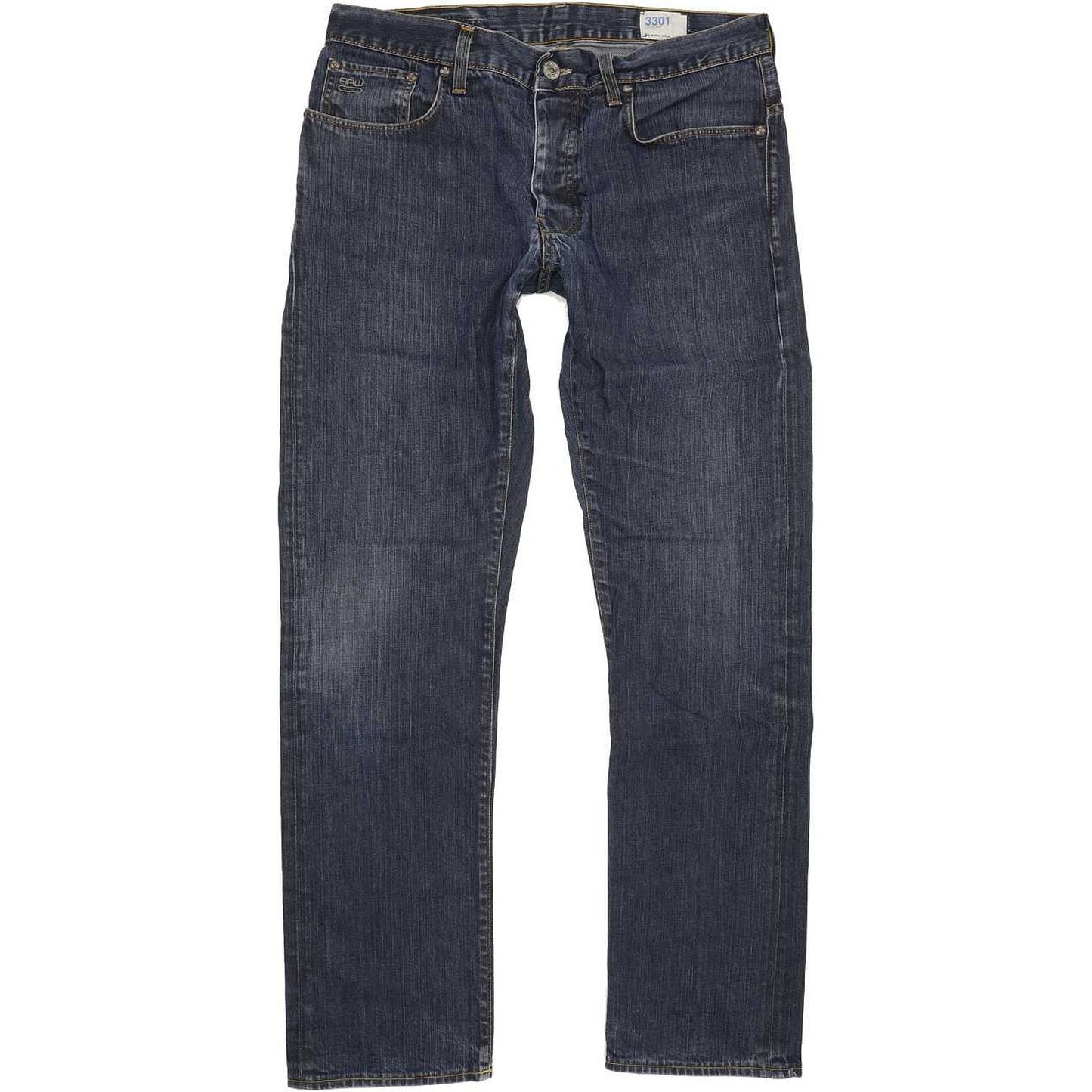 G-Star 3301 Men Blue Straight Slim Jeans W36 L31